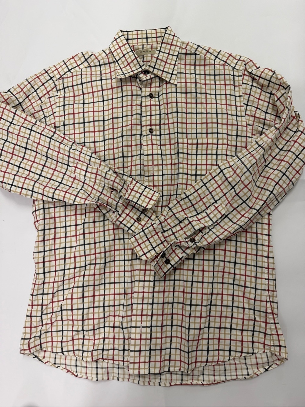 Burberry Cream Check Long-Sleeve Button-Up Shirt